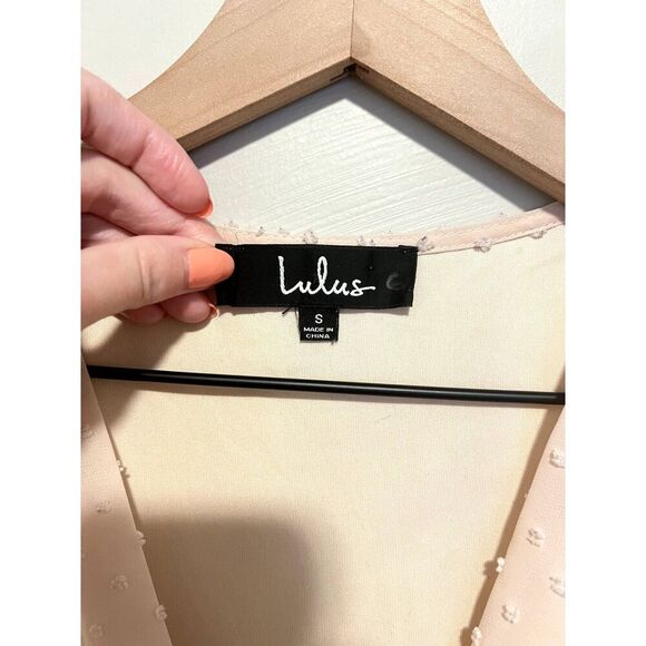 Lulu's Next to You Cream Swiss Dot Ruffled Midi Dress Women's Size Small - Picture 4 of 12